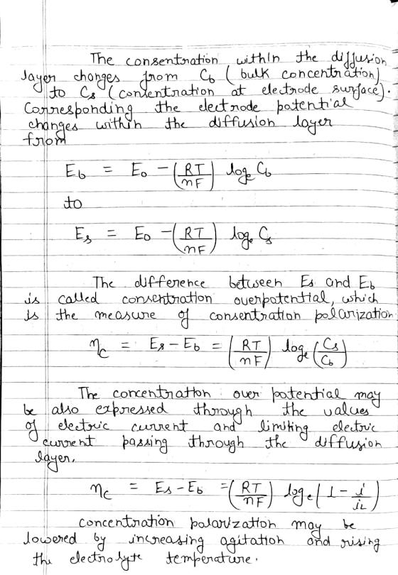 The consentoration, within the dillution layer changes chonges forom 6 (bulk concentration) to Cool contentration at electrod