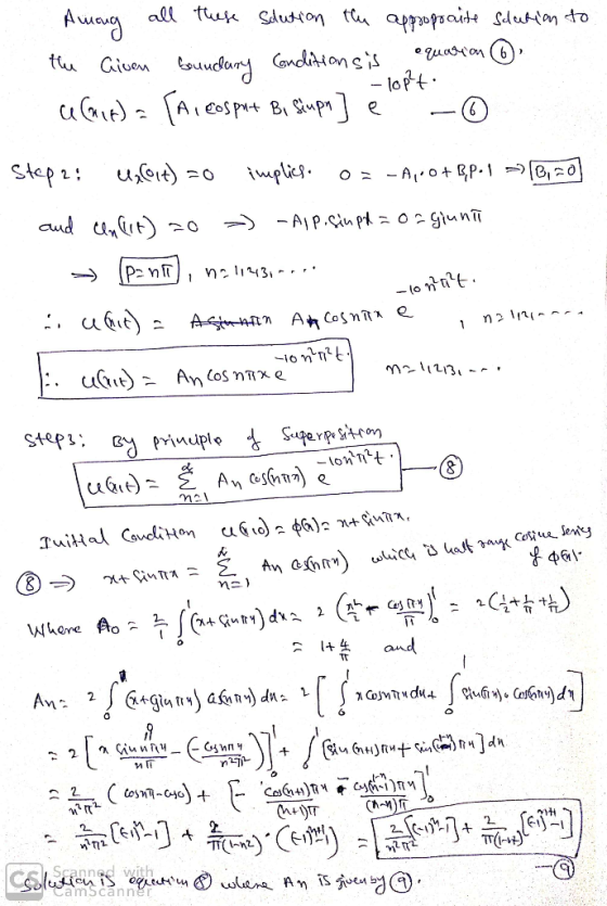 Among all these solution the appropoaute solution to the Given boundary Conditions is equation 6 - 10p²t. a(ait) = (Aleosput