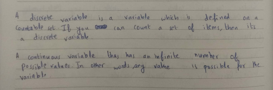4 diusete variable J α variable which u de ined on Court able Lek. b *ou go lan Comk a ek . C İkms then its A continu ou variable tha has an iite numbe o variable