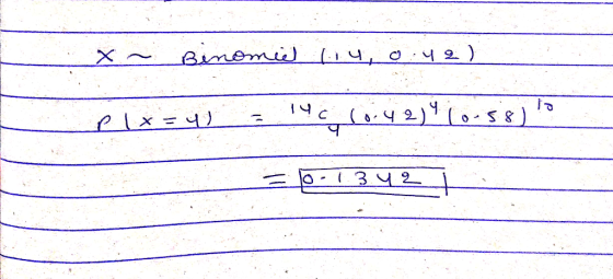 x~ Binomie 114, 0.42) 1x=y) - 1460 101423410-58) lo lo - 1 3 4 2