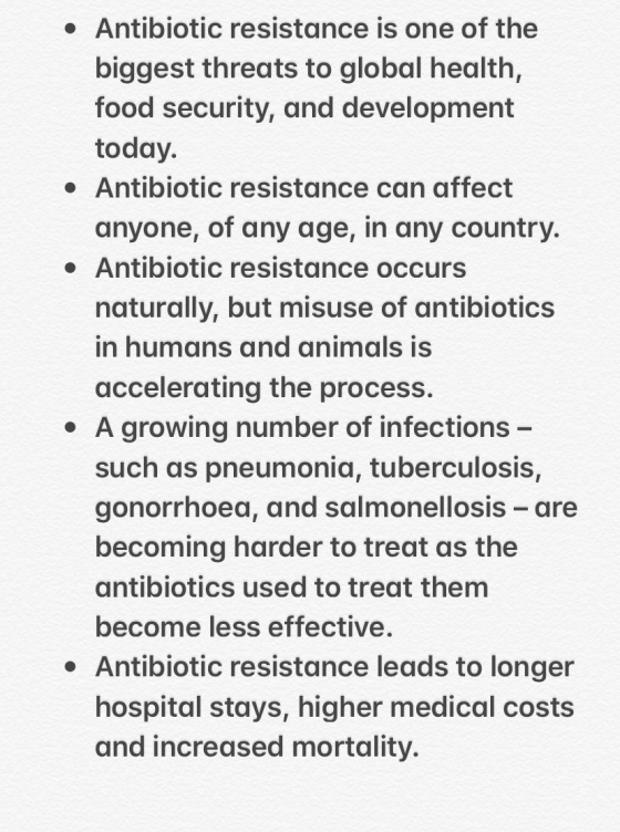 • Antibiotic resistance is one of the biggest threats to global health, food security, and development today. • Antibiotic re