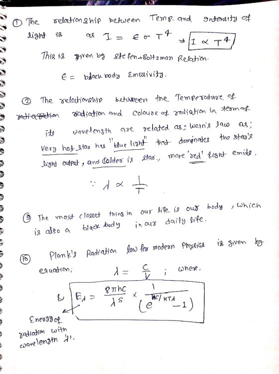 О The selahon ghip berween Temp. and Indensity cf 4 € o T 4 Thig is en b ste fom Boltz man Reeten Emivia The elationshjp 2 th