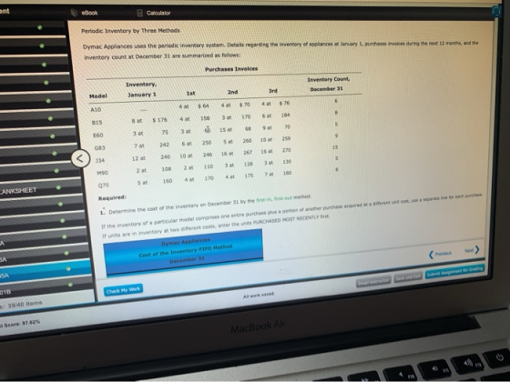 ant eBook Calculator Periodic Inventory by Three Methods Dymac Appliances uses the periodic Inventory system. Details regardi