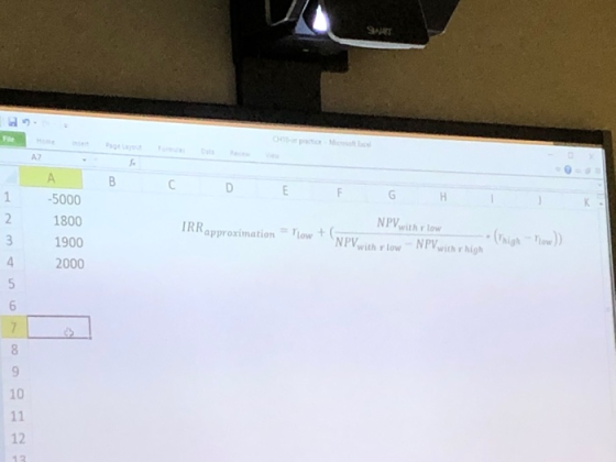 AZ B C D . A -5000 1800 1900 2000 E F G H I NPV with low Flow NPV ich row NPV with high IRR approximation