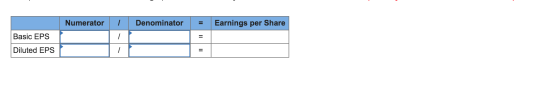 Numerator / Denominator Earnings per Share / Basic EPS Diluted EPS / II