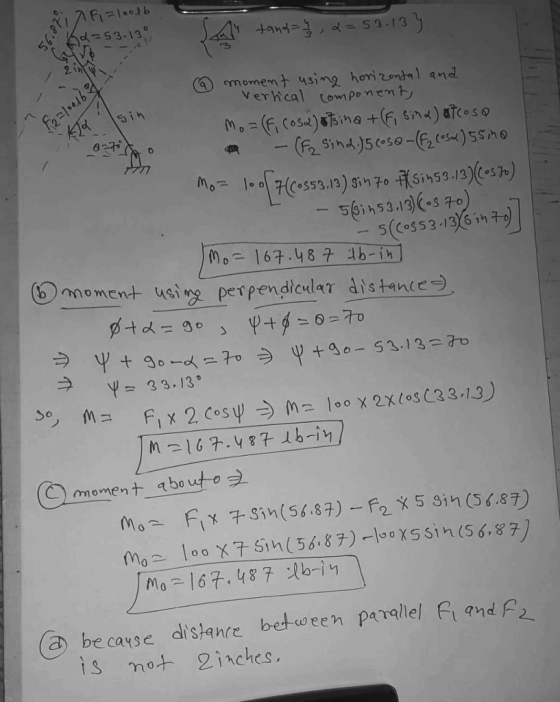 312 53.13) Verhcal Compomemt nomnt usi perpendicder distante 3 3.13 (C) moment qbout_。 be cars e dis nre betco een parallel Rionda_ s not 2inches.