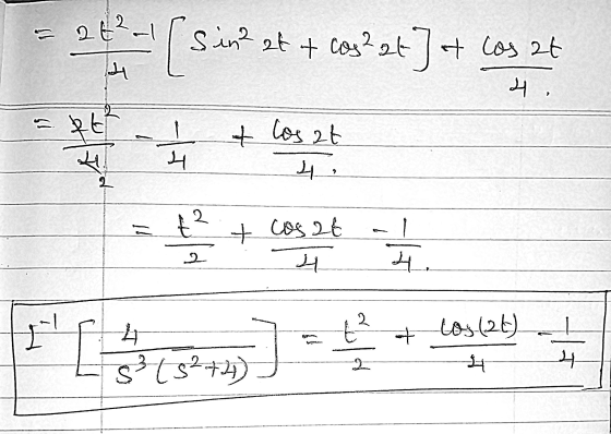 22 sin et + cos² et] et cos at म 4 , 3. - 무 + los at स 4 १ 2 है 2 + cos at 2. स 4 2 + D । [ो 4 53(s+4) Los(26) में न 2-