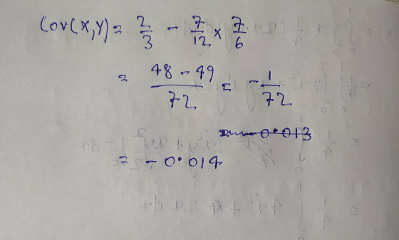 Cov(x,y) a - 48.99 72 no 012 2 0°014 PS
