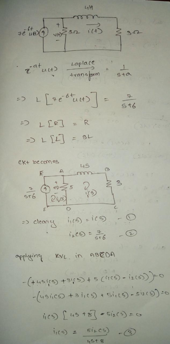 LH + 6+ 7e uta 4) 5.2 ilt Ult) Laplace transform sta 2[ze btult) St6 - R L[R] => L [. SL ekt becomes A LS mm 13 * YOS 5 3 7 S