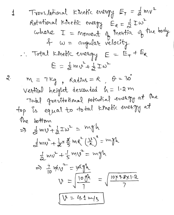mv Rotational Kinetc energy ERIw Trans dational kMehc ener E bady Chore I the hertia Moment augular velocty verng Total knedi