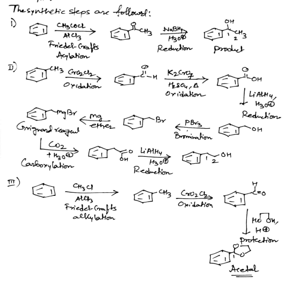 followed: D ОН Sucha 1 The synthetic steps are CH3 Coch > AC3 Friedel-crafts Acylation Crosley Oxidation NABHys H300 Reductio