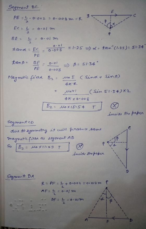 2 Segment BC PE = -0.002 -0.008 mar B Ec= L = o.olm BE: y = 0.01 m tand - EC -0.008 = 1.25 = 2 = tan (1.25) = 51.34 PE tanß=