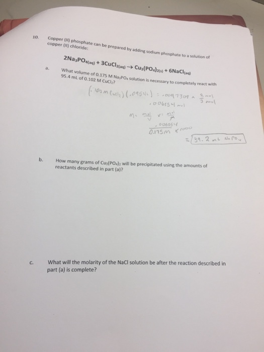 Copper (II) phosphate can be prepared by adding so