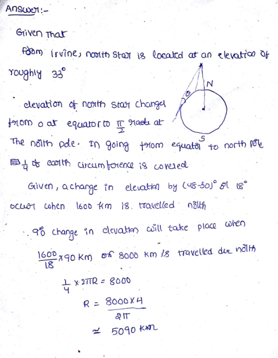 Ansowo1: Given Thar elevationよnotth Stag1 Changy atom The nith pde, m goingや0m equat,to north pre Given, acharge tn ele o change in devato cill take place aken 600 18 xg0 Km 8000 km s traveled dve ndlth 4 R 8000 X 4 5040 KL