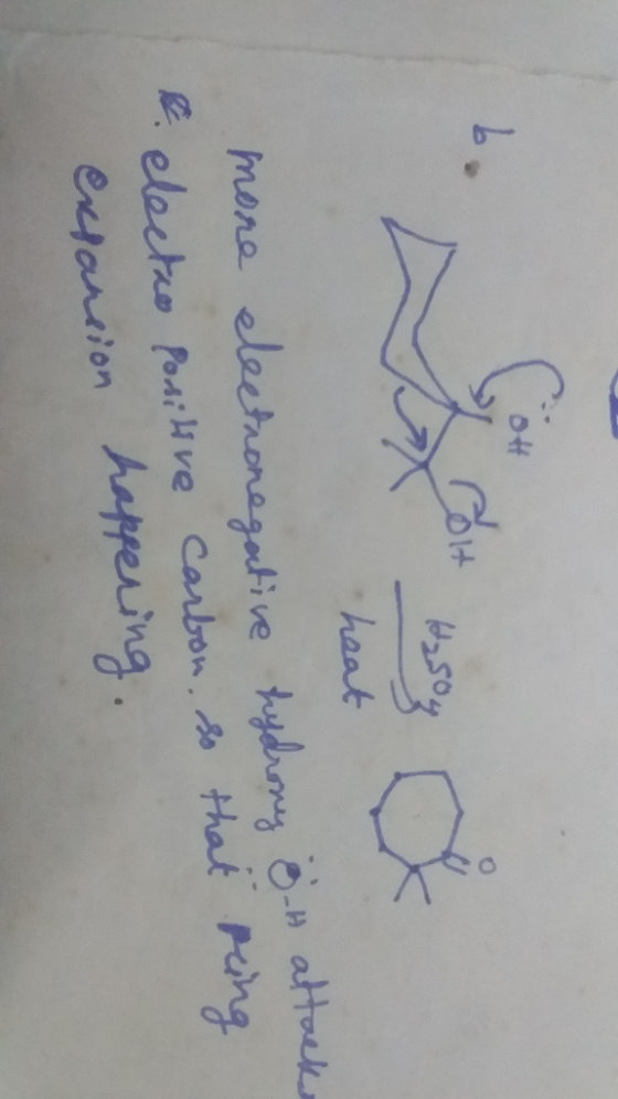 4 heat more electronegative hydrony önt attacks electo positive carbon, so that reing expansion happening.