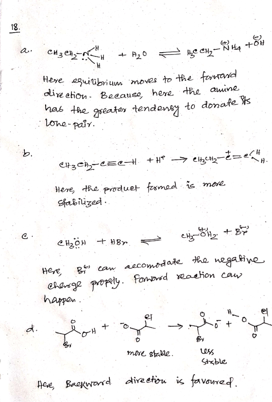 CH3CH2 + H₂O e AC CH₂ - 2 +OH H SY Here esuilibrium moves to the forcera rection. Because, here the amine has the greater ten