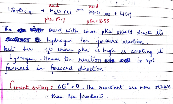 autod - auch- - Libro con & H₂O (4) HBrO caso & Lion pka=15.7 . pka : 8.55 The a mio acid with lower pka should donate its a