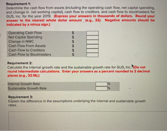 Requirement 1: Determine the cash flow from assets (including the operating cash flow, net capital spending, and change in ne