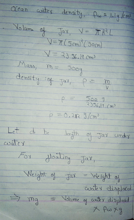 densita 3556 11 m 2 JICm cwal . Volume,어. cotey displaced. Ta, pesg