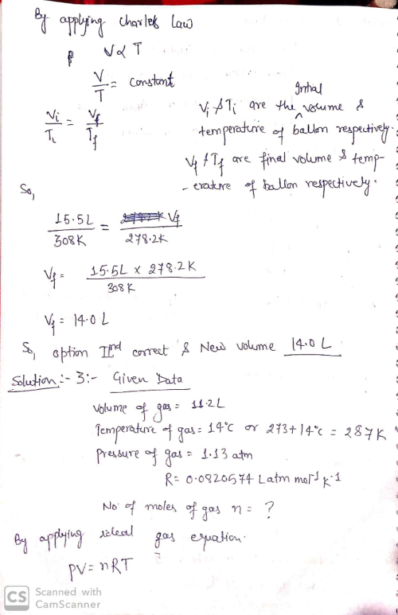 by applying Charlets Law V constant Intial Vit Ti are the volume of T h e temperature of ballon respectively 1. V Tf are fina
