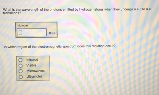 What is the wavelength of the photons emitted by h