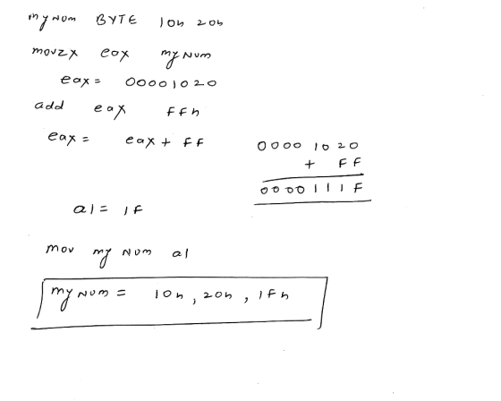 th a ѕоm Вуте Jo 2 о movzz eox svт eax = Oooo yo2-о add eax ffn eax= eaxt ff Оооо того + FE oo oo II Ғ al= IF mov My Num al m