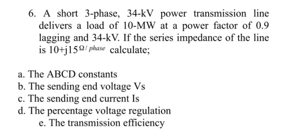 A short 3-phase, 34-kV power transmission line del