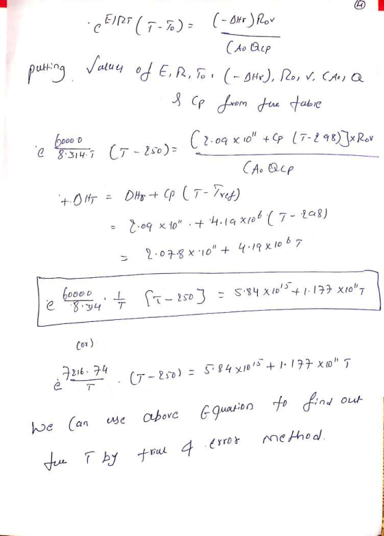 CEIPT (7-5)= (-OH) Rov 1 (Ao Que values of ER, TO (-DH), RO, V. CAQ S I Cp from fire tubie putting é e t c5-250)= (2.09 x 10