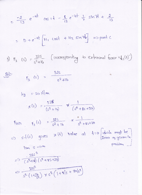 2 -2 eut cas it - I eut / sint + 2 = 0+2* , cost + ta sin th] => partic 3) F (S) - 3205 (covoresponding to extormal face :