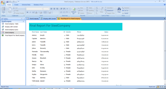SteelCompany: Database (Access 2007) - Microsoft Access Home Create External Data Database Tools 国门 ぬcut a Replace of Save 咢S