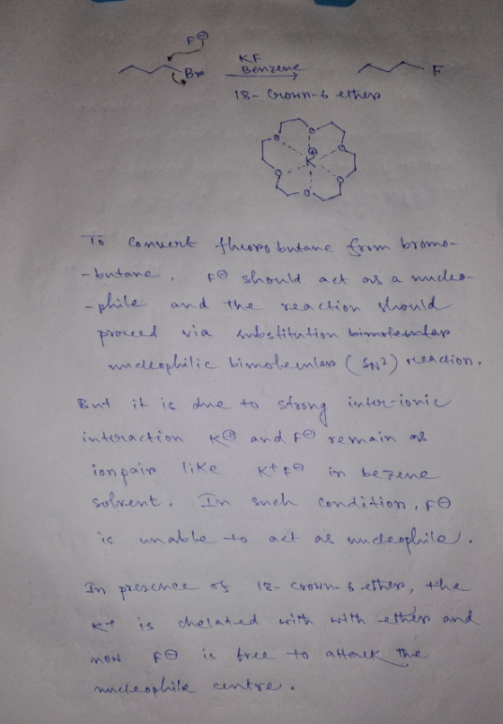 KE Benz 18- brown-t ether To convert theops butame from bromo- - butane, so should act as a nudeo- -phile and the reaction sh