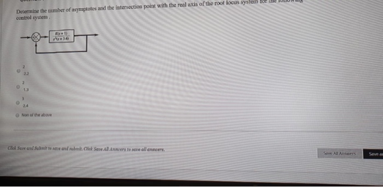 Determine the number of asymptotes and the intersection point with the real axis of the root locus system for the IULIU contr