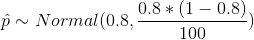 p ~ Normal(0.8,0.8*(1-0.8) 100