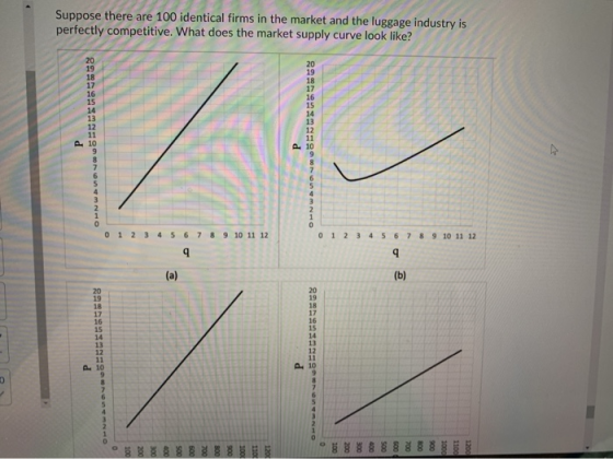 Suppose there are 100 identical firms in the market and the luggage industry is perfectly competitive. What does the market s