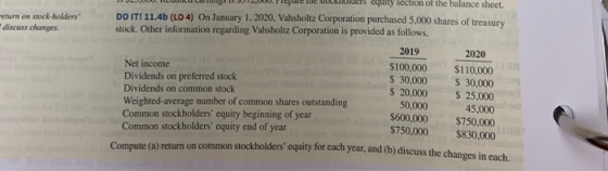 1 return on stock-holders discuss changes 0 . Ranu Lalulis 15 12WW.Fiedle ule S IDIOCIS equity section of the balance sheet.