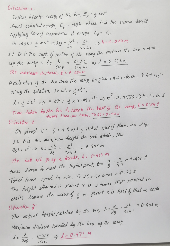 Situation ! It o is the angle of incline of the samp the distance the box travel Initial kinetic energy of the box, Ex=22 my²