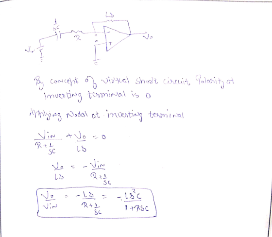 LS hvor SC 가 R By concept of virtual shost circuit, Polosity at inventing terminal is o inflying Nodal at inverting terminal