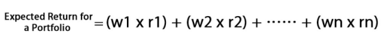 porfeturn for =(w1 x r1) + (w2 x r2) + ... + (wn x rn) a Portfolio