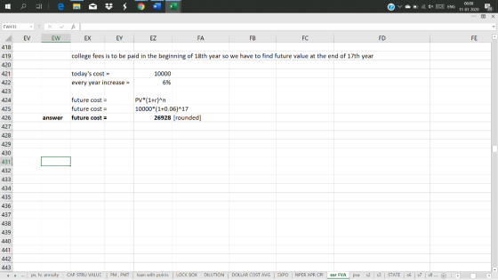 v . x 2 0600 ENG. 11 01 2020 E EW431 fx - X EVEW EX EYEZ FA FC FE 418 419 420 college fees is to be paid in the beginning of