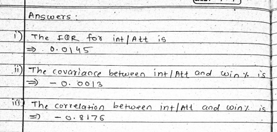 Answers The FOR fos int Att is i) The Covariance between-intIntt-an e CorrelatioeheenintlMt ool wins