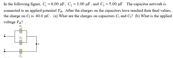 In the following figure, C1 = 6.00 mu F, C2 = 3.00