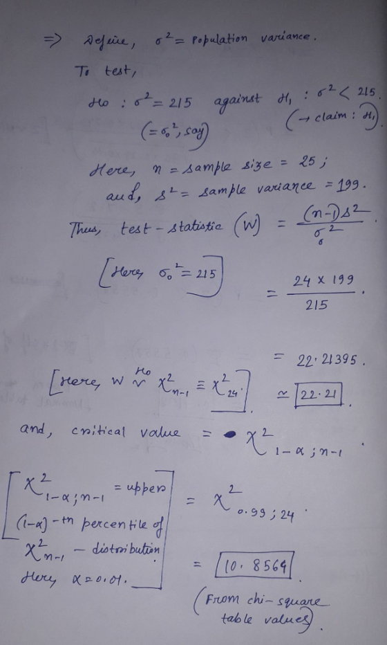 ラ σ2_p야ulation 闪eluu , To test varu ance . (-%*,.co) C-clair. :プ au ay 24 X 199 22 21395 and, c%)tical value- 2 2- (I-a)-m 2 percentile (0 856 Fruom chi- suare