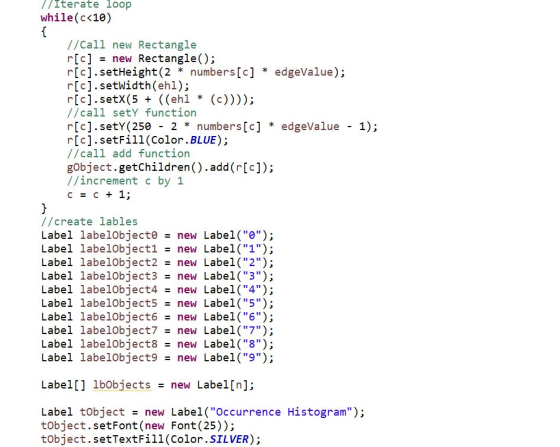 * 1); //Iterate loop while(c<10) { //Call new Rectangle r[c] = new Rectangle(); r[c].setHeight(2 * numbers [c] edgeValue); r[