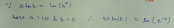 a lab= ln (69) here a = 10 & b =t 10 lalts Flu (to)