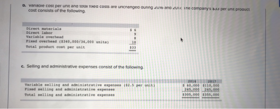 tai mea costs are uncnangea auring zuio ana ai·ine companys sss per unit proauct cost consists of the following. Direct mater