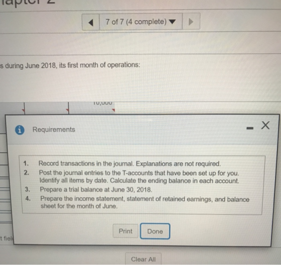 lapci 2 7 of 7 (4 complete) s during June 2018, its first month of operations: TUUUU Requirements 1. 2. Record transactions i