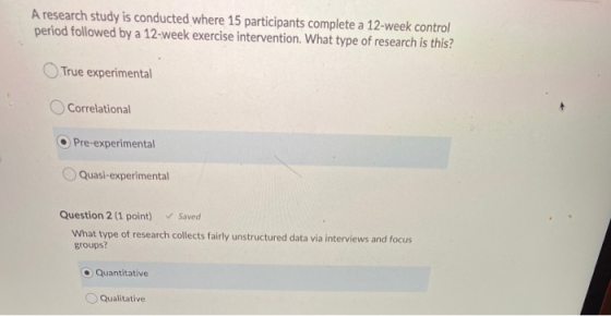 A research study is conducted where 15 participants complete a 12-week control period followed by a 12-week exercise interven