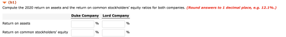(61) Compute the 2020 return on assets and the return on common stockholders equity ratios for both companies. (Round answer