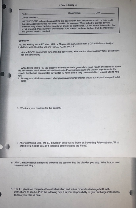 Case Study 3 Name Class Group Group Members INSTRUCTIONS: Al questions apply to this study Your responses should be brief and