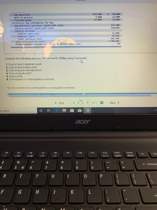 $49,00 $ 49,000 21. 33,00 Raw materials Work in process Finished goods Activities and information for May Raw materials purch